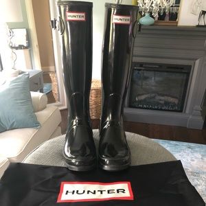 Hunter Boots Tall Gloss Black Size 8